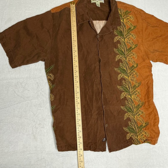 Tommy Bahama Mens Linen Silk Short Sleeve Button Up Shirt Palm Tree Print L - Picture 5 of 6
